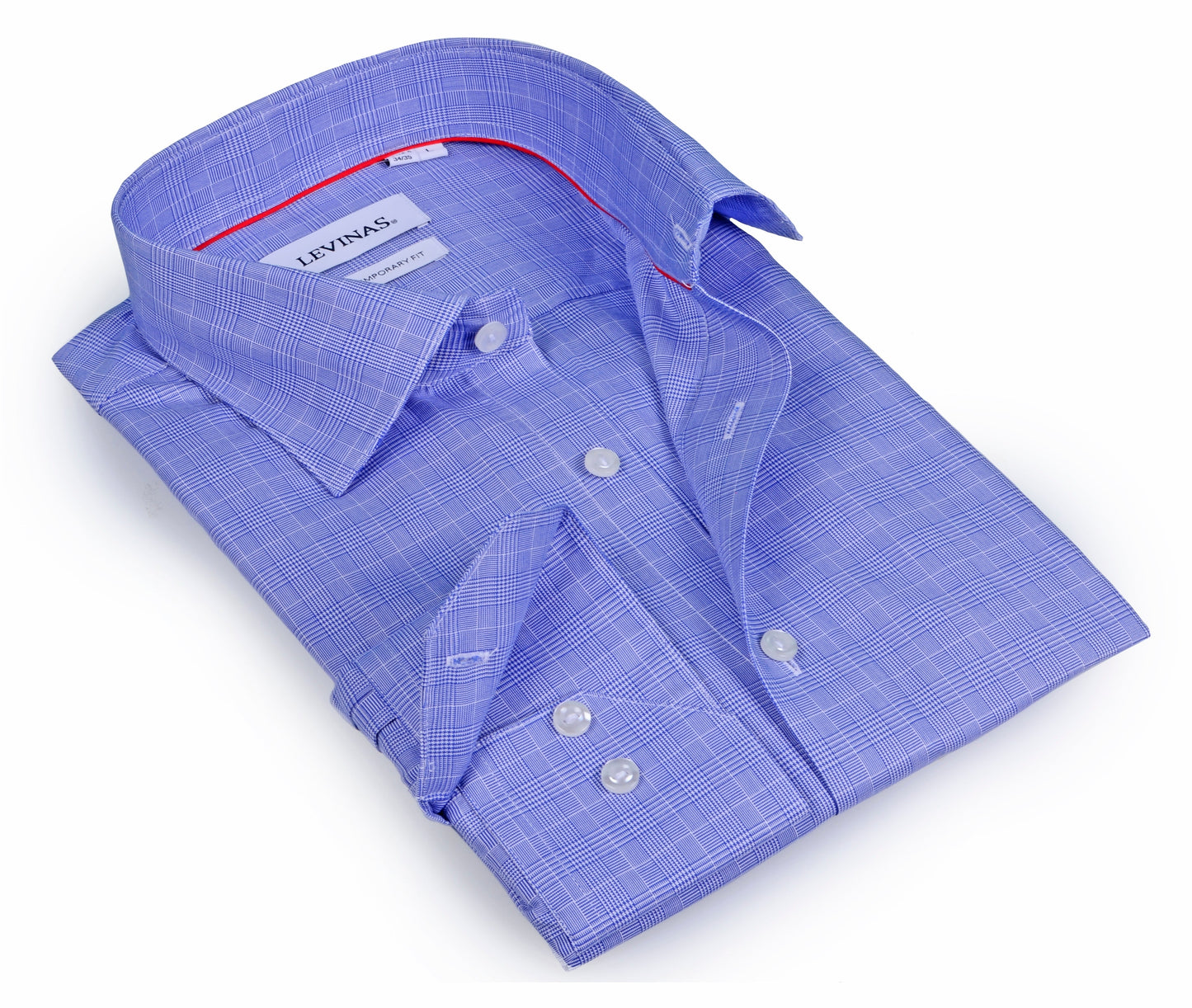 Levinas Contrast Collar Button-Up Shirt // - Contemporary Fit - contrast trimming - final sale - Size Small