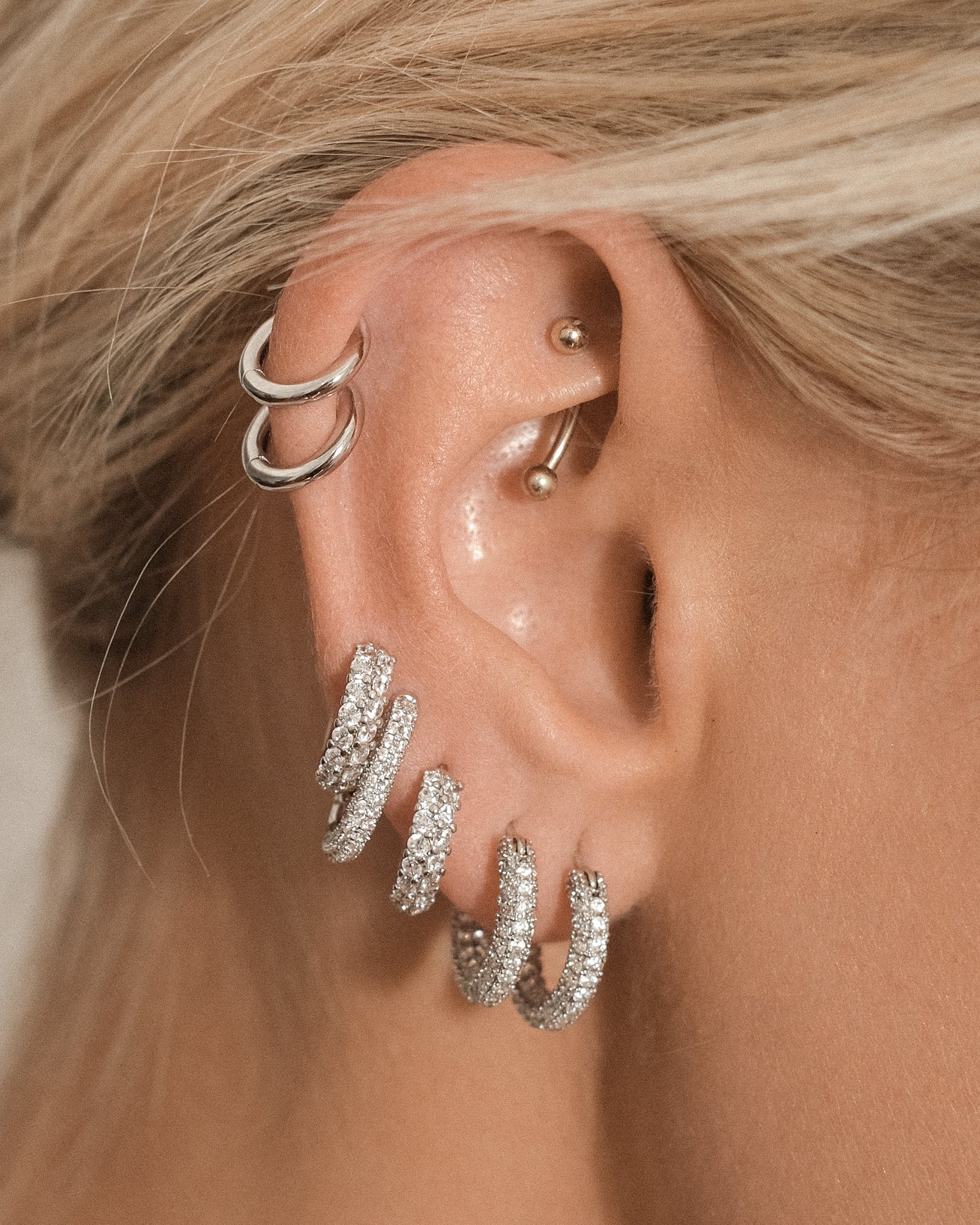 Pave Amalfi Huggies- Silver (Ships Early September)