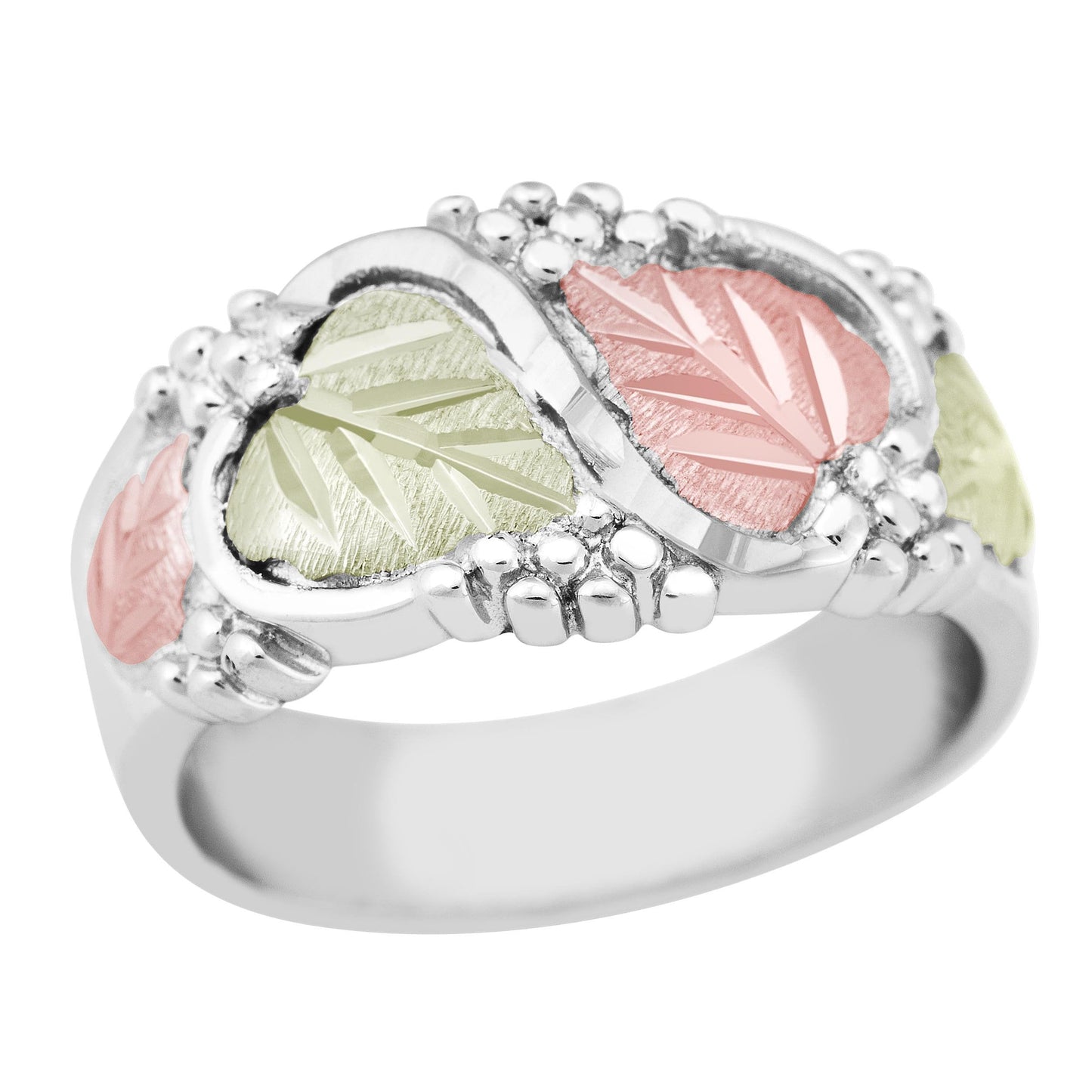 Thick Leaves - Sterling Silver Black Hills Gold Ring
