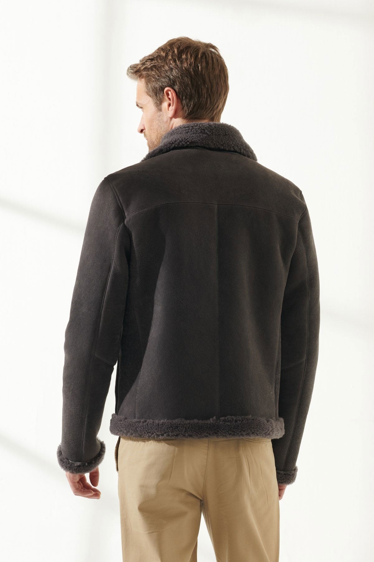 Men Aviator Black Shearling Jacket