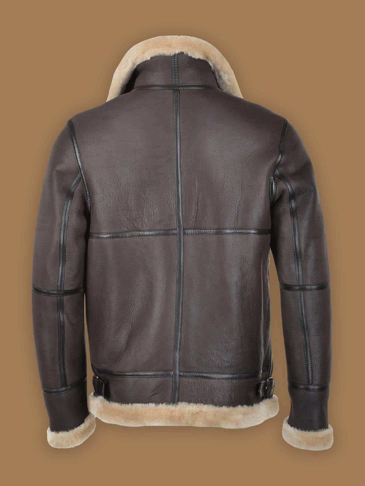 Men’s Dark Brown RAF Shearling Bomber Leather Jacket