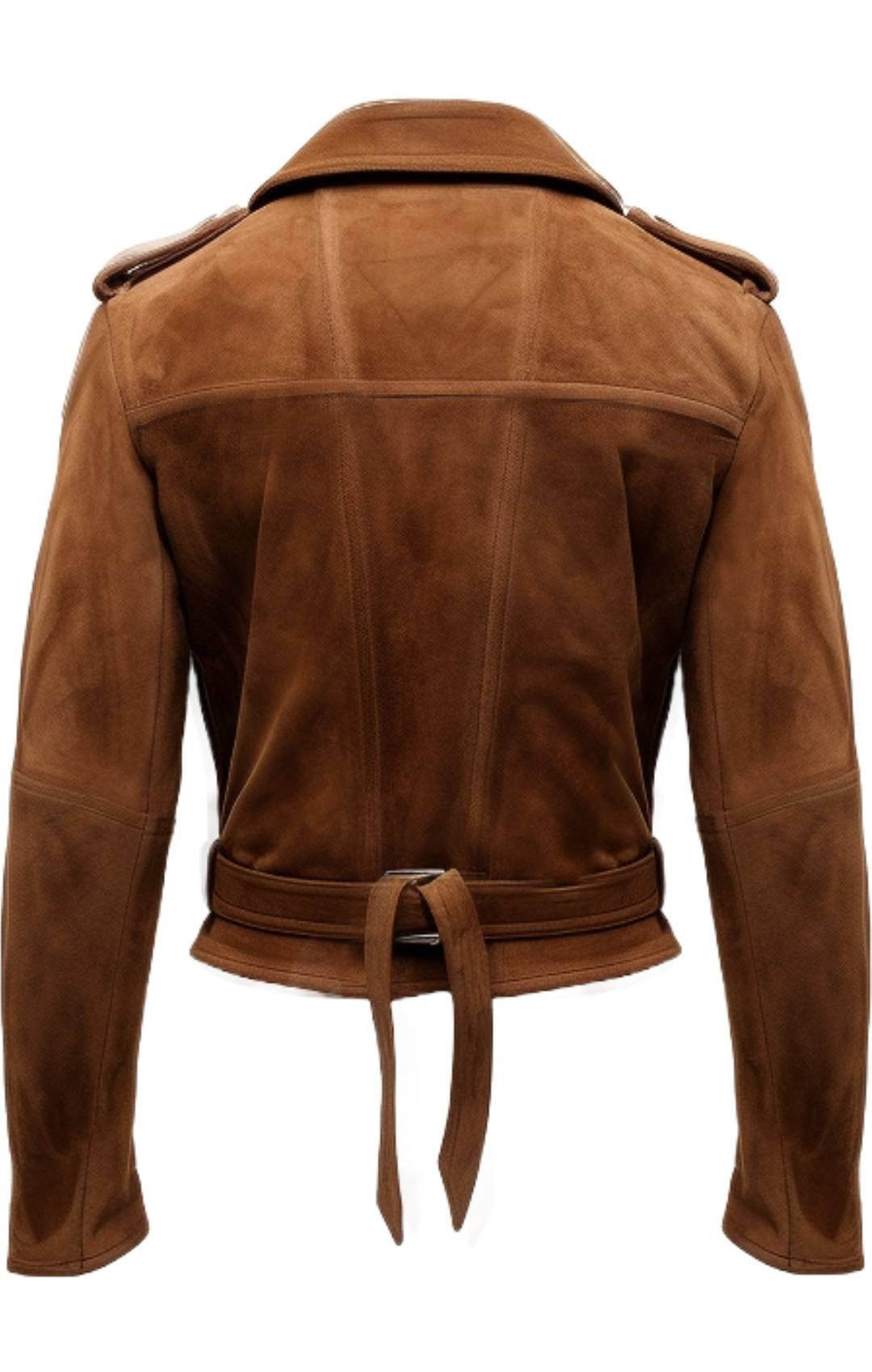 Men’s Biker Suede Leather Jacket – Camel Brown