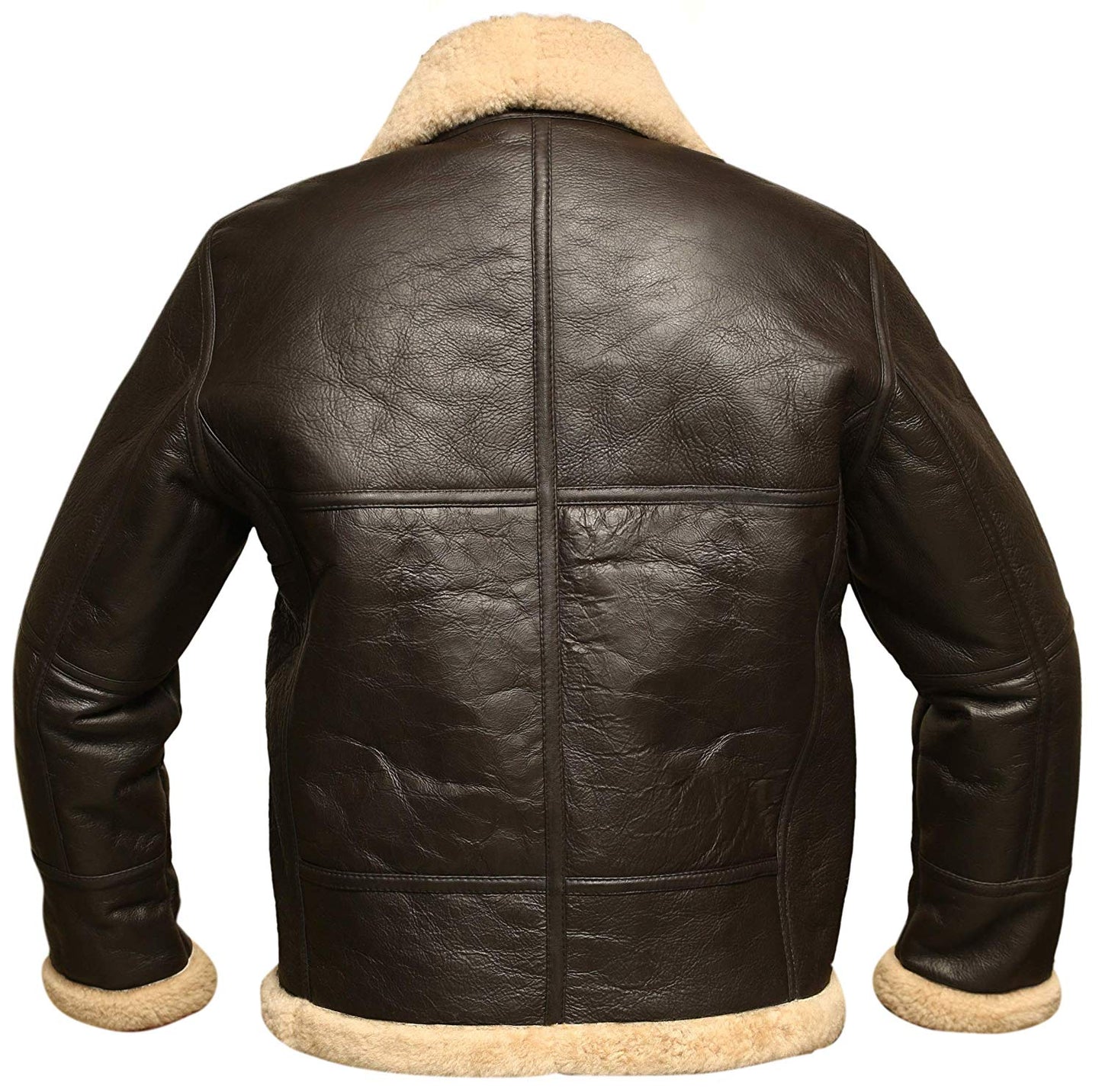 Men’s Brown B3 RAF Aviator Bomber Shearling Real Sheepskin Leather Jacket