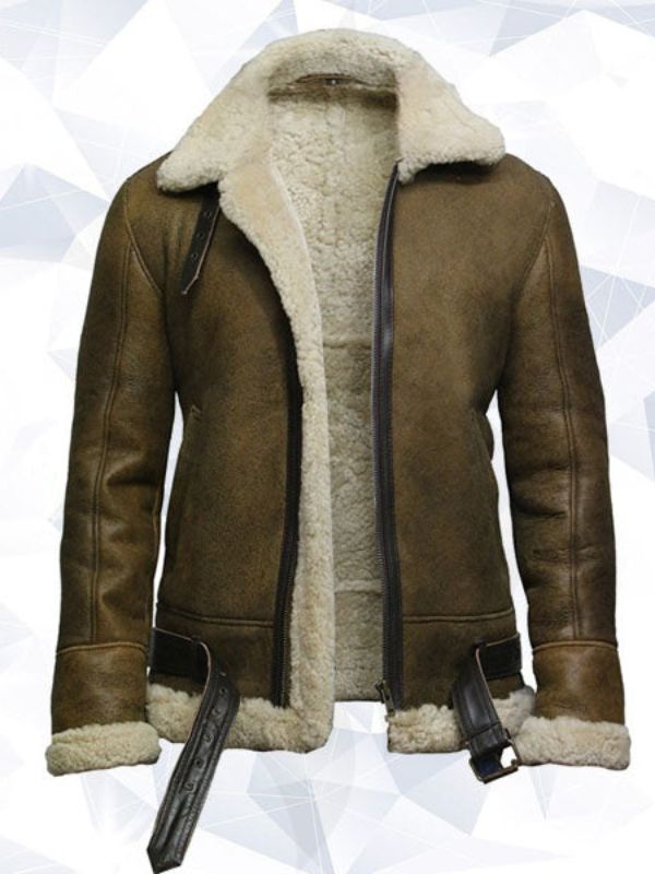 Men’s Aviator Real Shearling Sheepskin Leather Bomber Flying Jacket