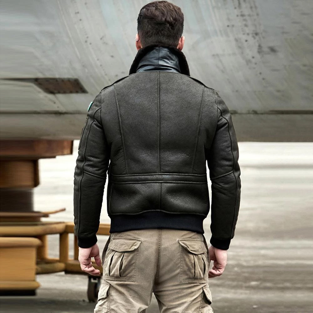 Men’s B3 RAF Aviator Sheepskin Shearling Leather Bomber Jacket
