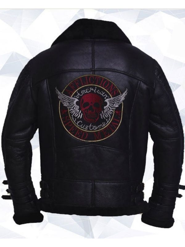 Men’s Black Biker Shearling Jacket