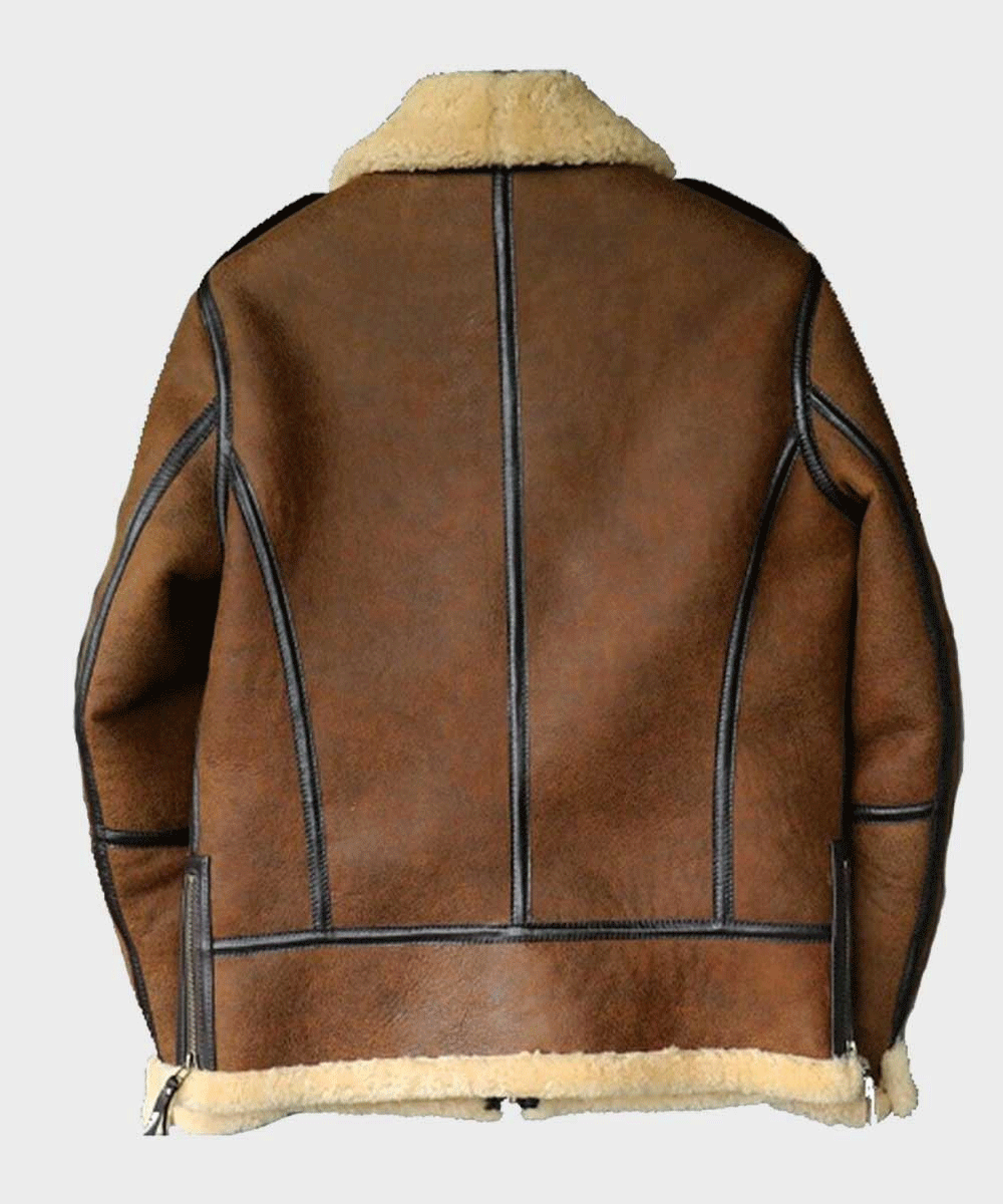 Men’s Brown B3 Shearling Aviator Leather Jacket