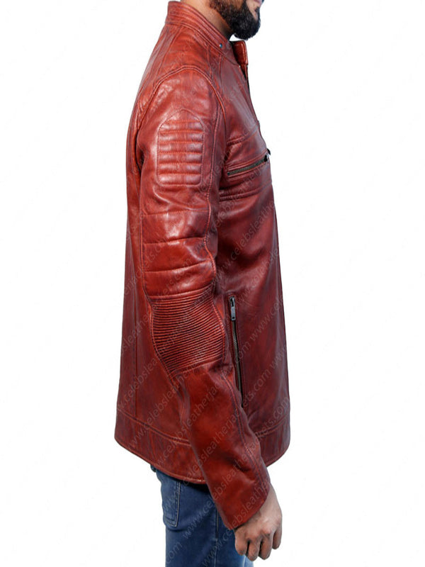 Cafe Racer Real Lambskin Leather Distressed Motorcycle Jacket