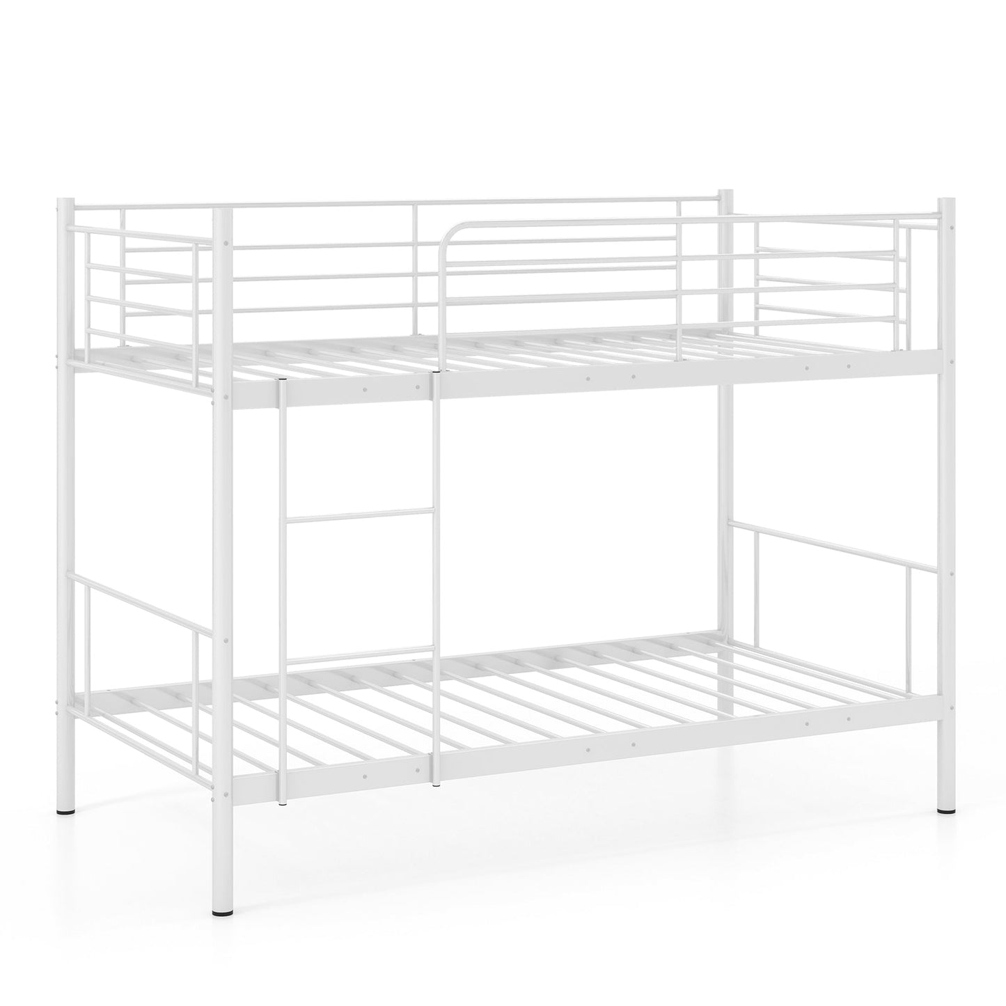 Metal Bunk Bed with Ladder and Full-length Guardrails