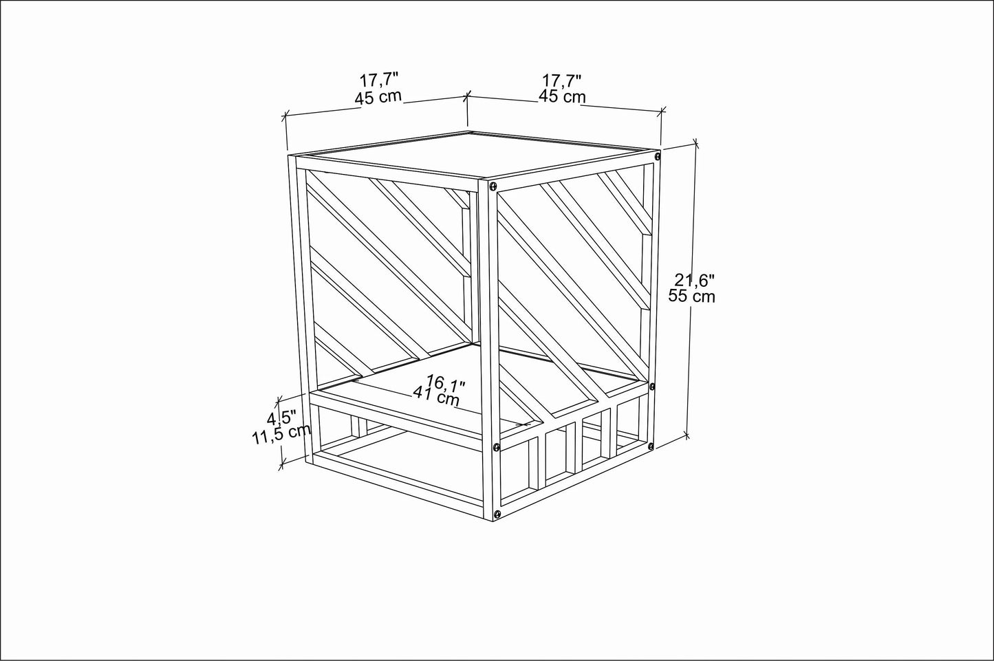 Norm 21 inch Tall Side End Table with Metal Frame