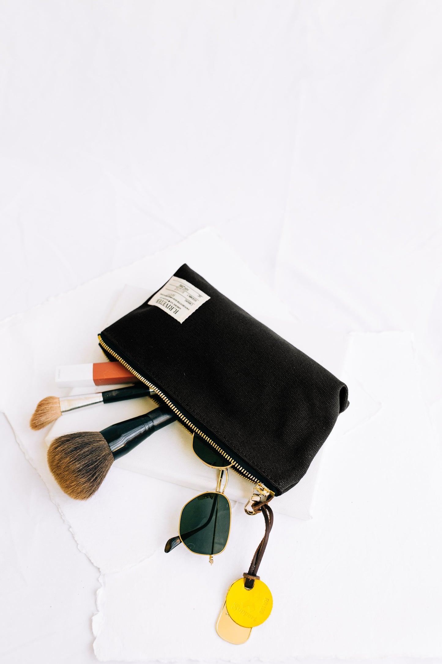Lucy | Signature Black Canvas Zipper Pouch
