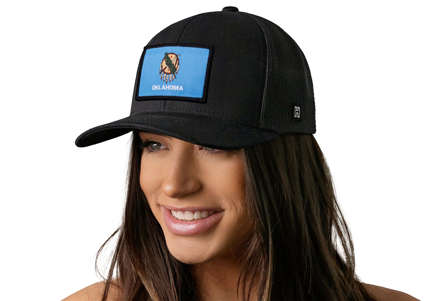 Oklahoma Flag Trucker Hat | Black Oklahoma Flag Snapback