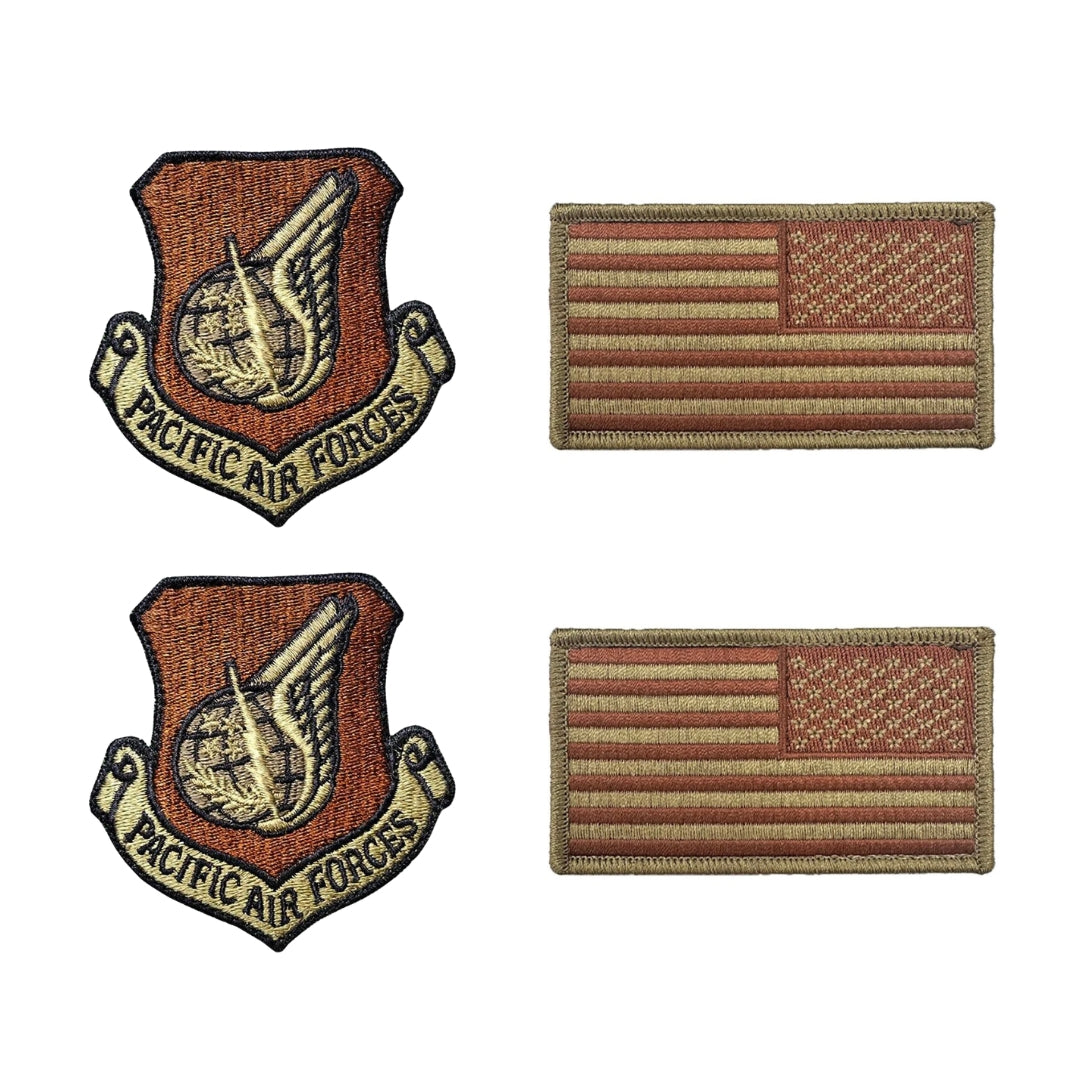U.S. Air Force Pacific Air Forces OCP Spice Brown Patch and Flag Bundle Patch