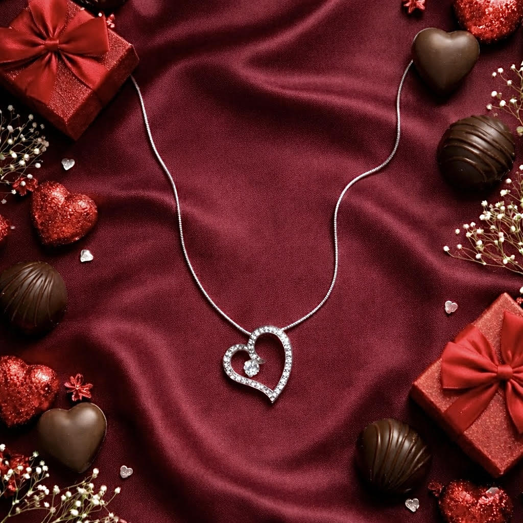 PT092W B.Tiff Pavé Heart Pendant
