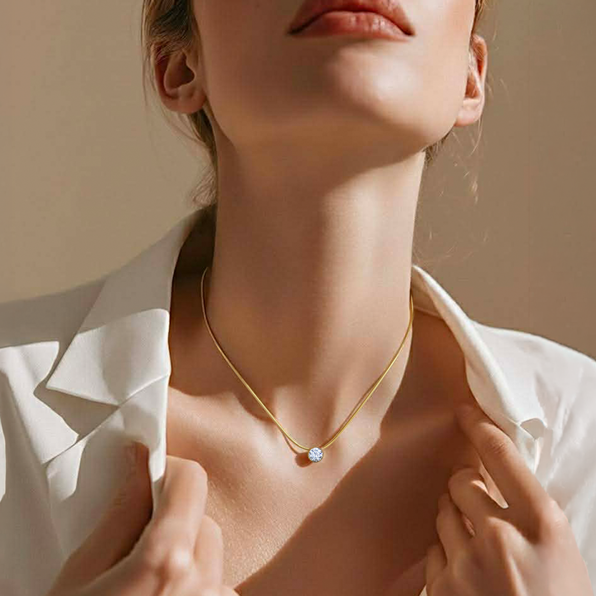 PT101G B.Tiff Gold 1 ct Solitaire Pendant