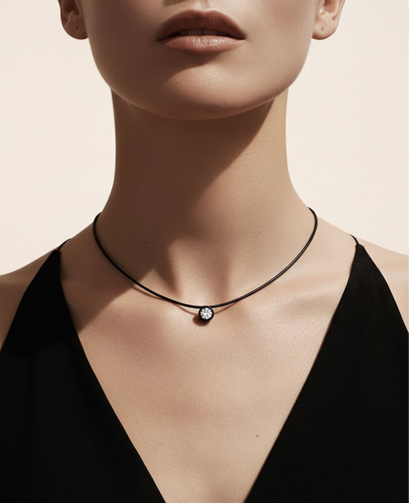 PT201B B.Tiff Black 2 ct Solitaire Pendant