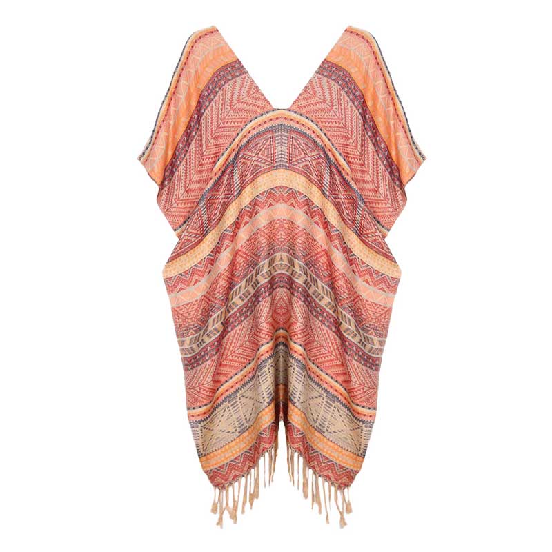 Stripe Tassel Kaftan Poncho