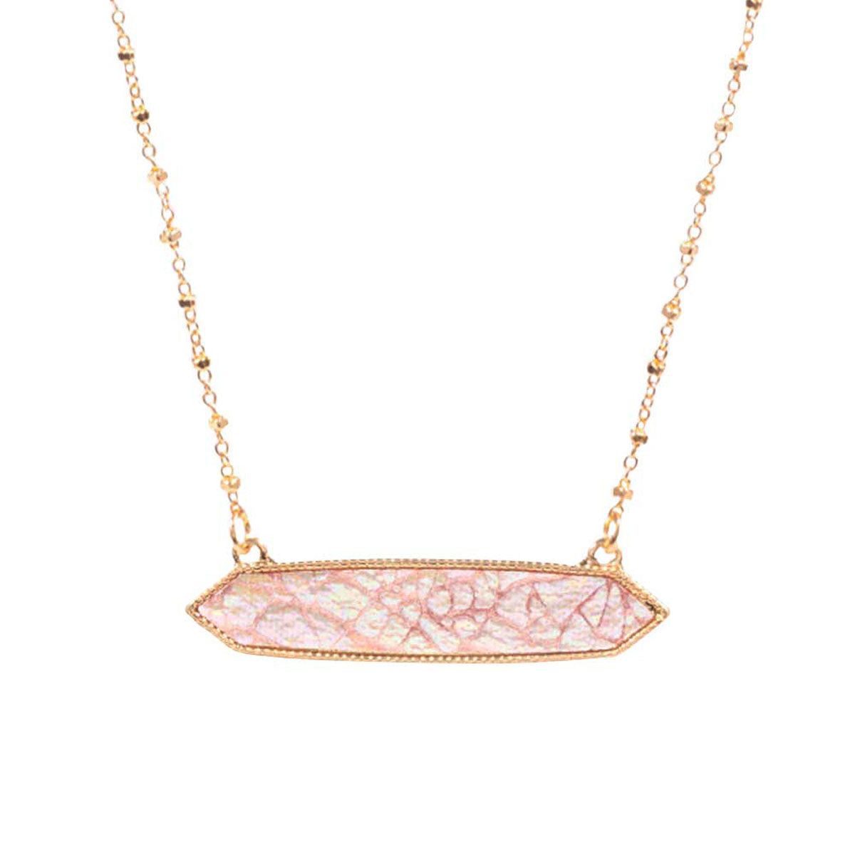 Trendy Patterned Hexagon Pendant Necklace