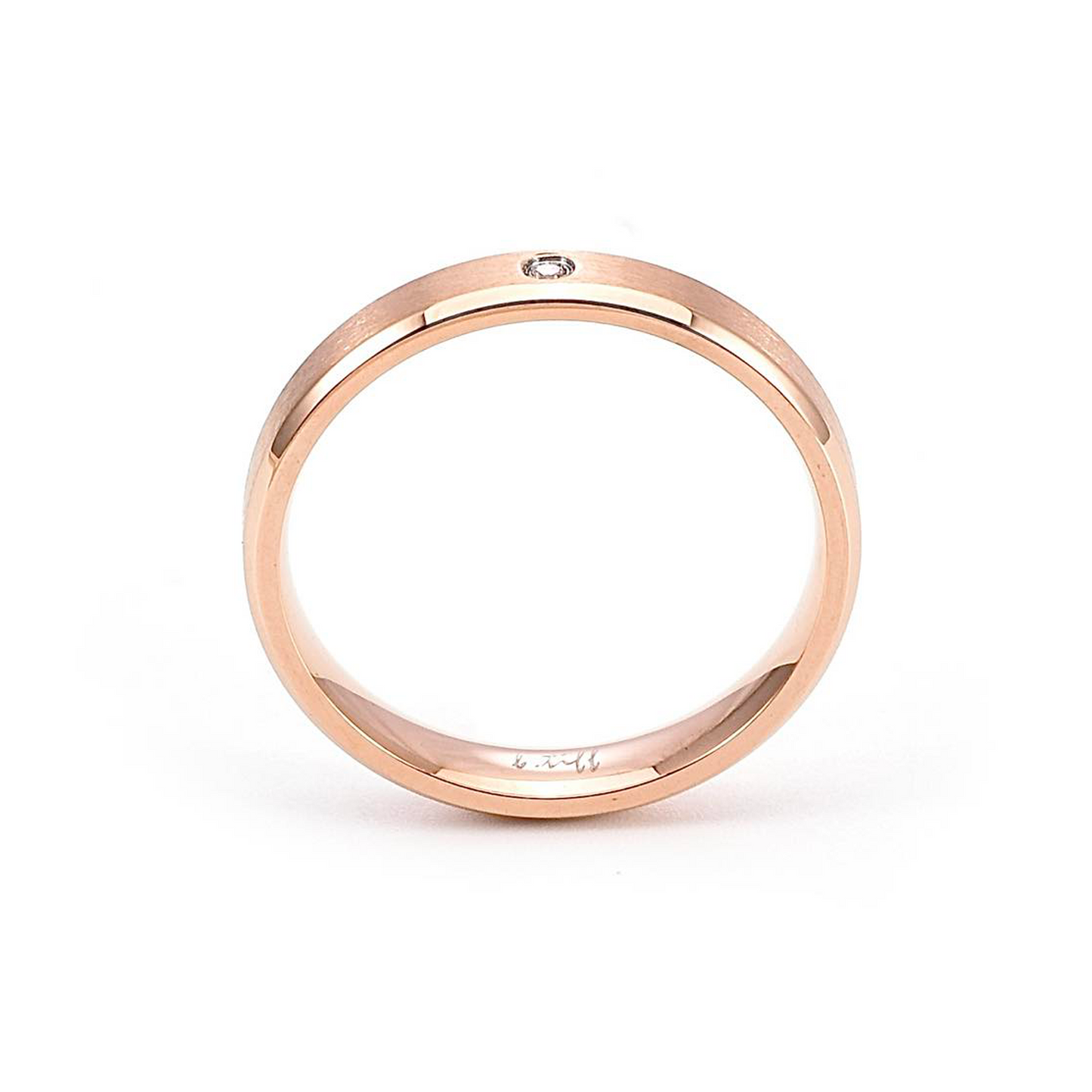 RG403RG B.Tiff Rose Gold Pavé Beveled Edge Ring