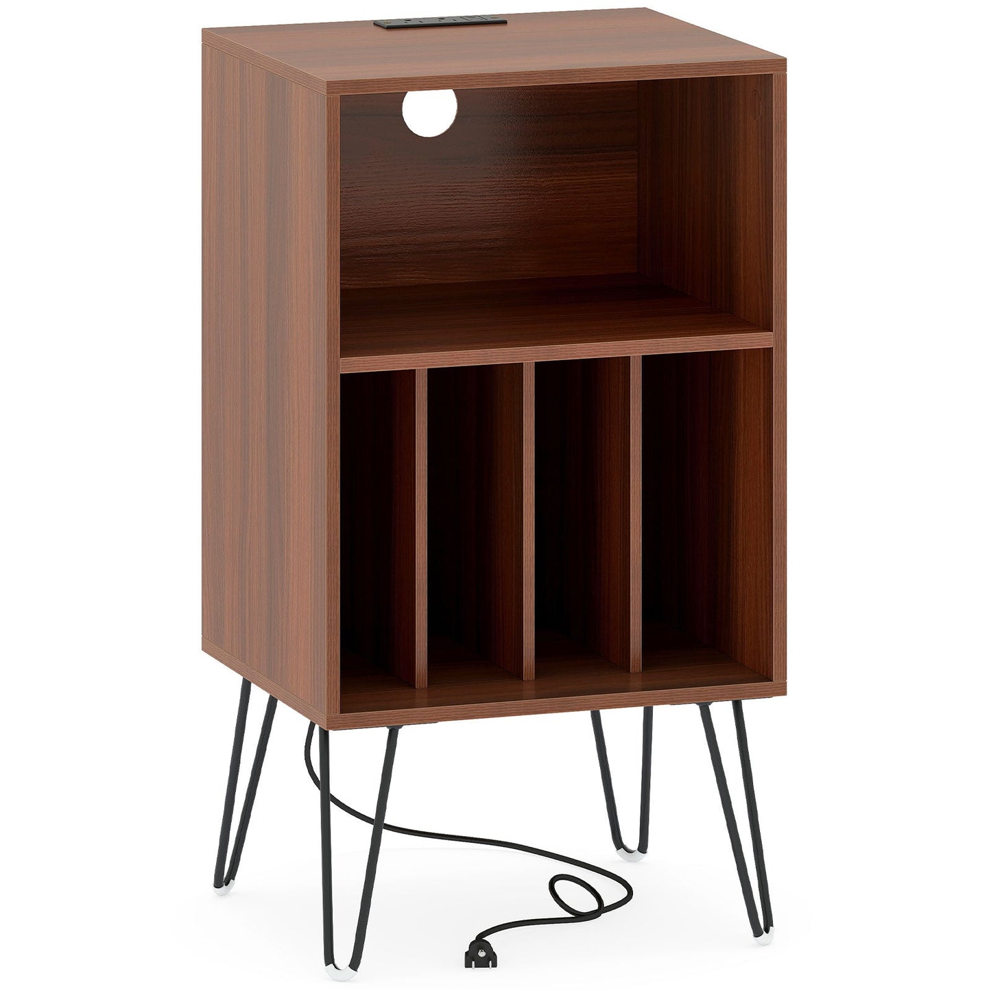 Record Player Stand with Charging Station