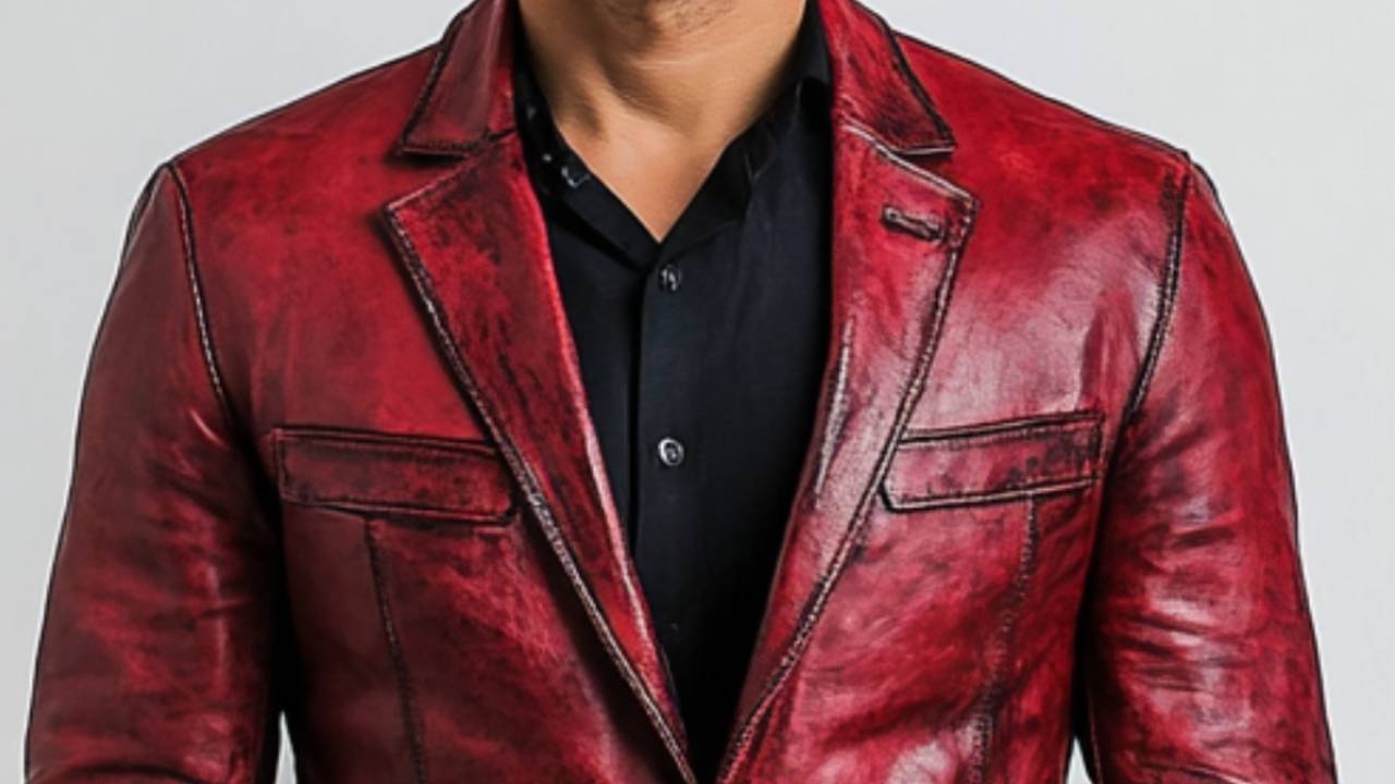 Rory Red Leather Blazer – Stylish Leather Blazer for Men