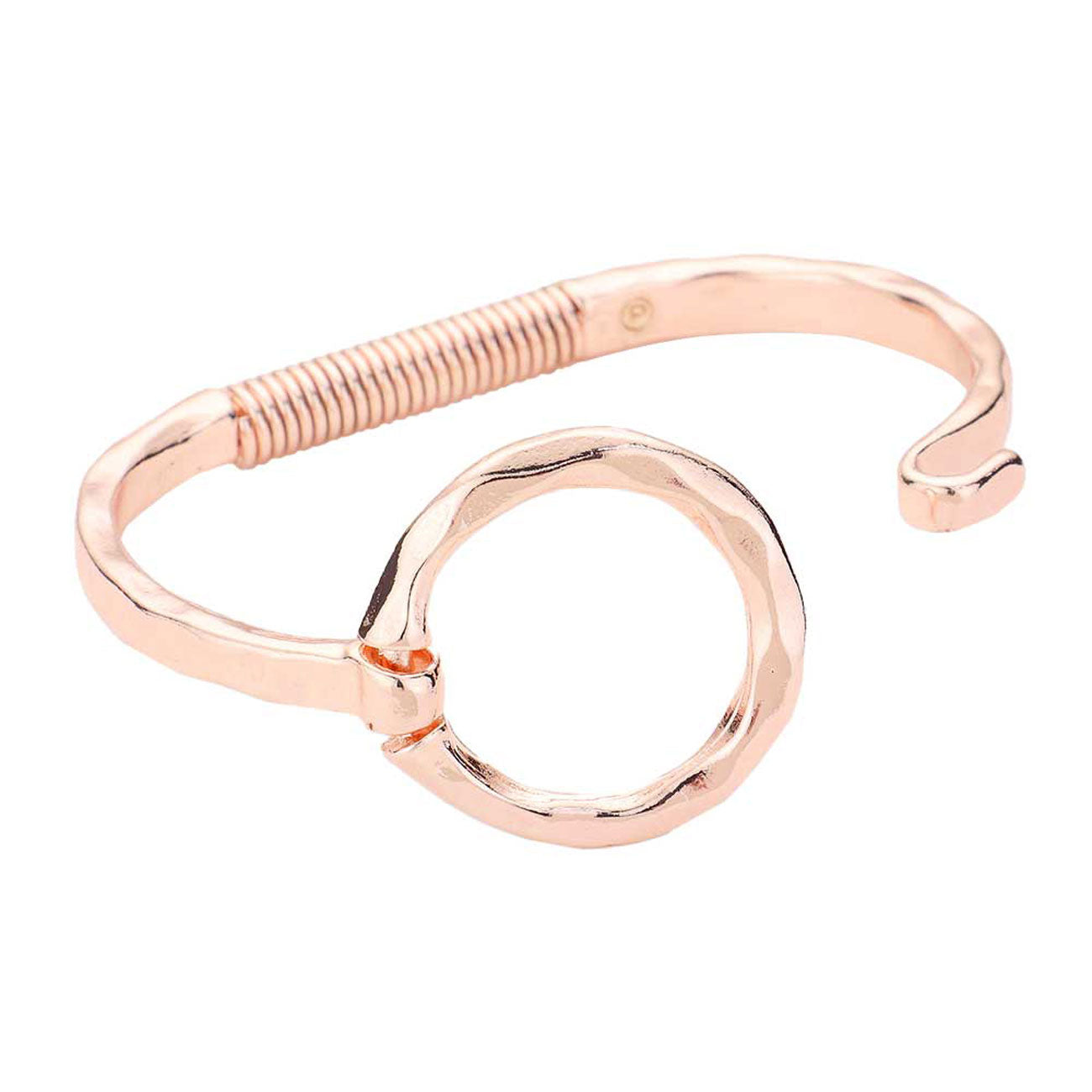 Women's Hammered Open Metal Circle Hook Bracelet