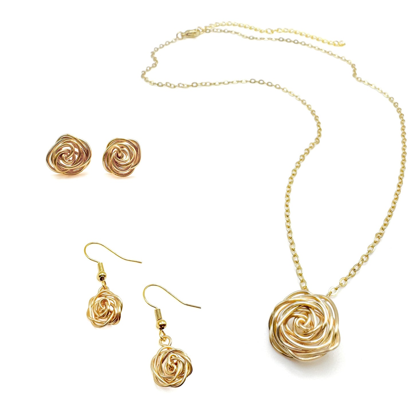 Rosette gold earrings