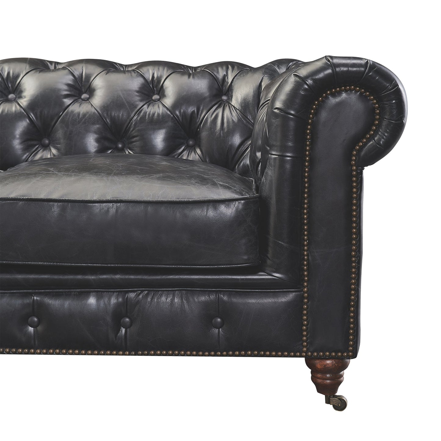 Preorder Century Chesterfield Love Seat - Slate Leather
