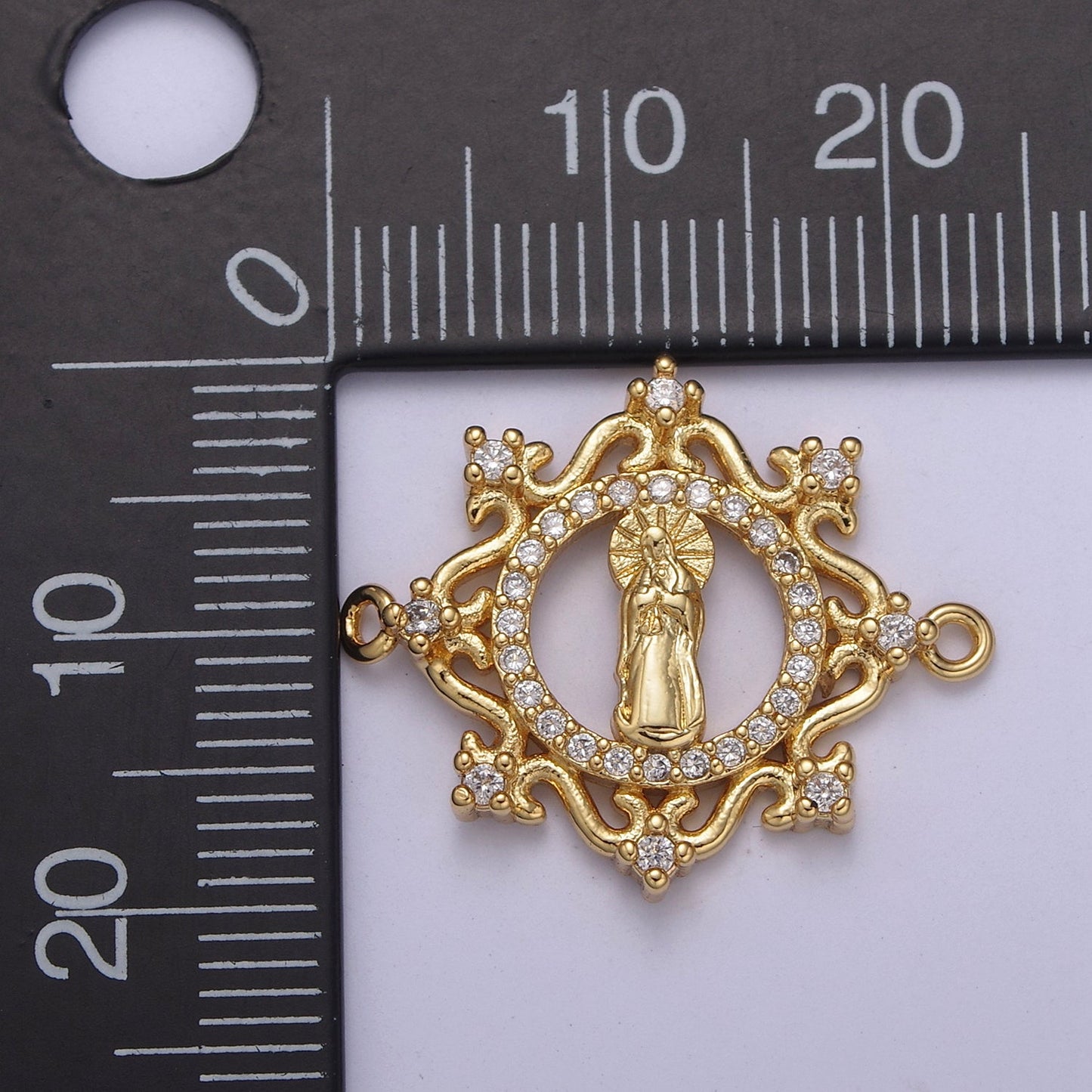 Dainty Gold Virgin Mary Charm Connector for Bracelet F-432