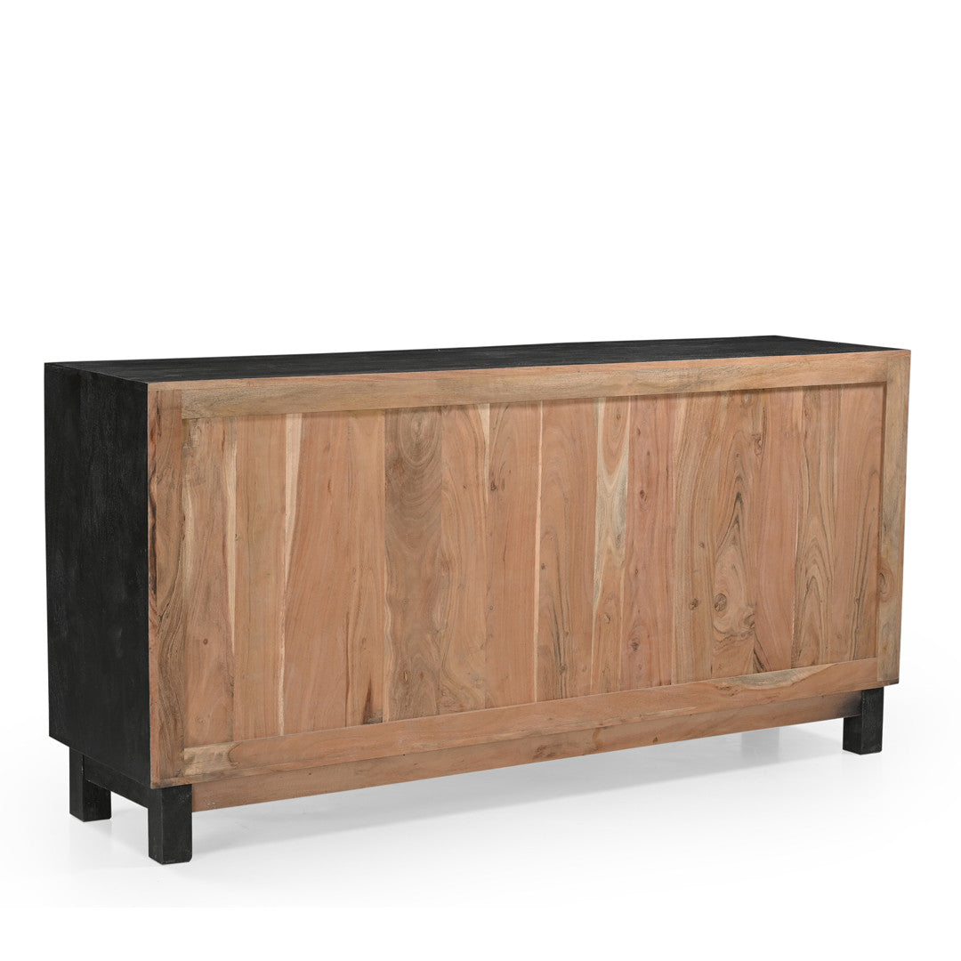 Grackle Solid Wood 4 Door Sideboard Buffet Cabinet - Black