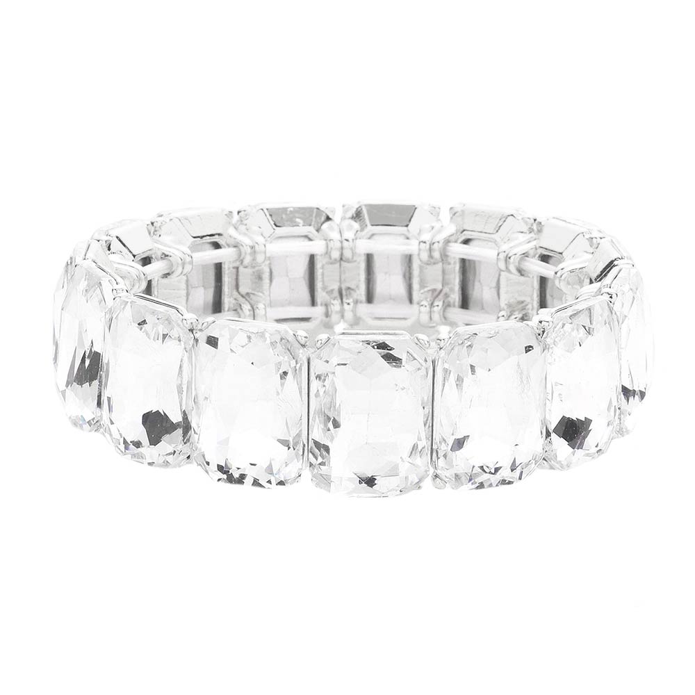 Emerald Cut Stone Stretch Evening Bracelet