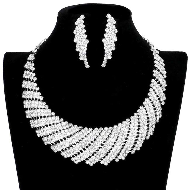 Rhinestone Tornado Collar Bib Necklace