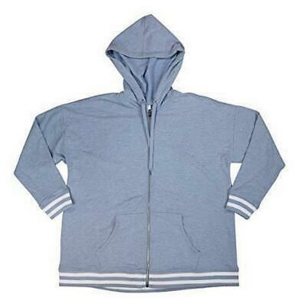 Ideology Women's Plus Varsity Stripe Heathered Hooded Jacket