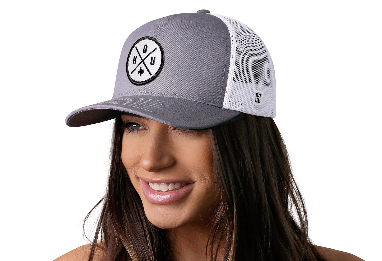 Houston Trucker Hat | Gray-White HOU X Snapback