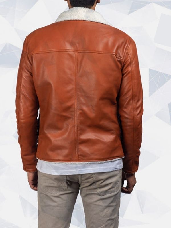 Tan Shearling Leather Jacket for Women