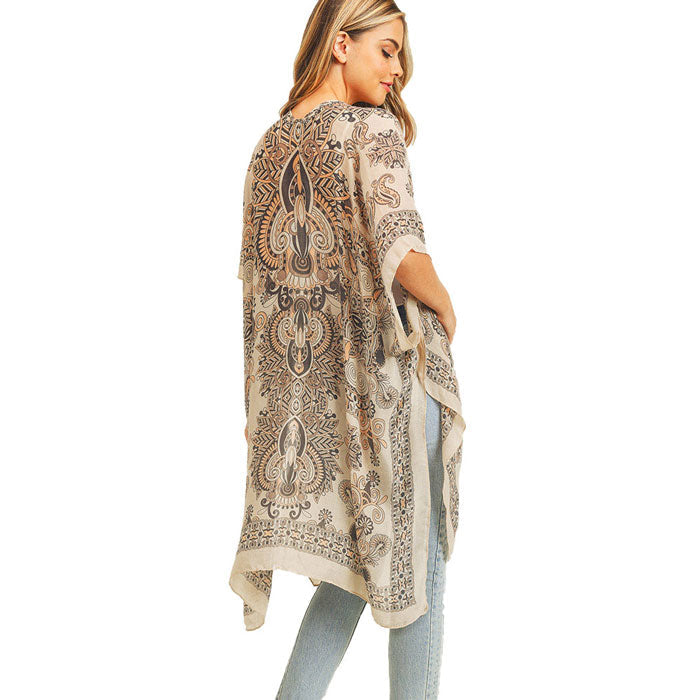 Bohemian Patterned Cover Up Kimono Poncho