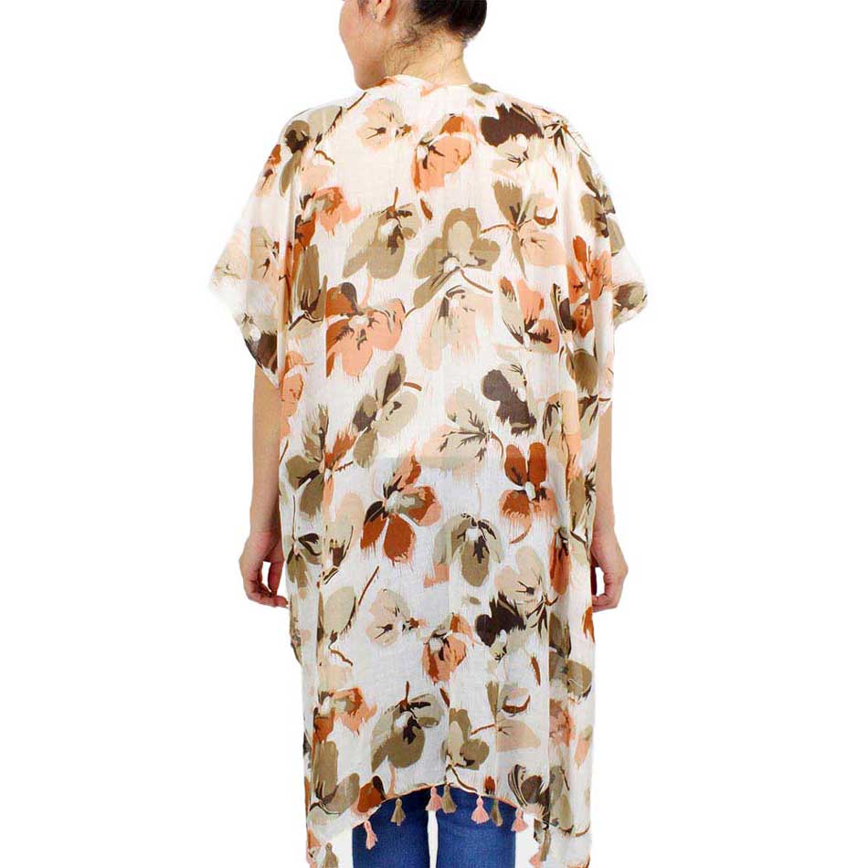 Fashionable Flower Printed Cover Up Kimono Poncho