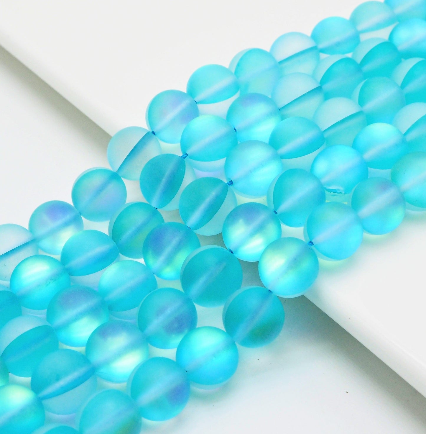 Beautiful Aqua Blue Spectrolite Quartz Matte, Aura Round 6mm/8mm/10mm/12mm, Blue Crystal beads,15.5inch strand, SKU#U289