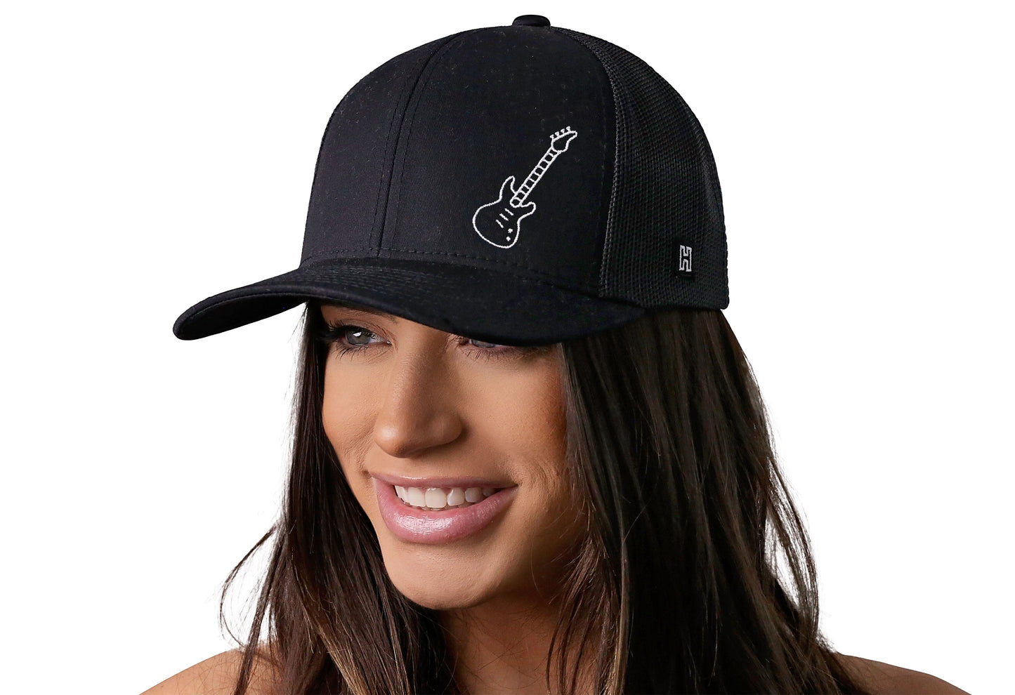 Electric Bass Trucker Hat | Black Electric Guitar Snapback