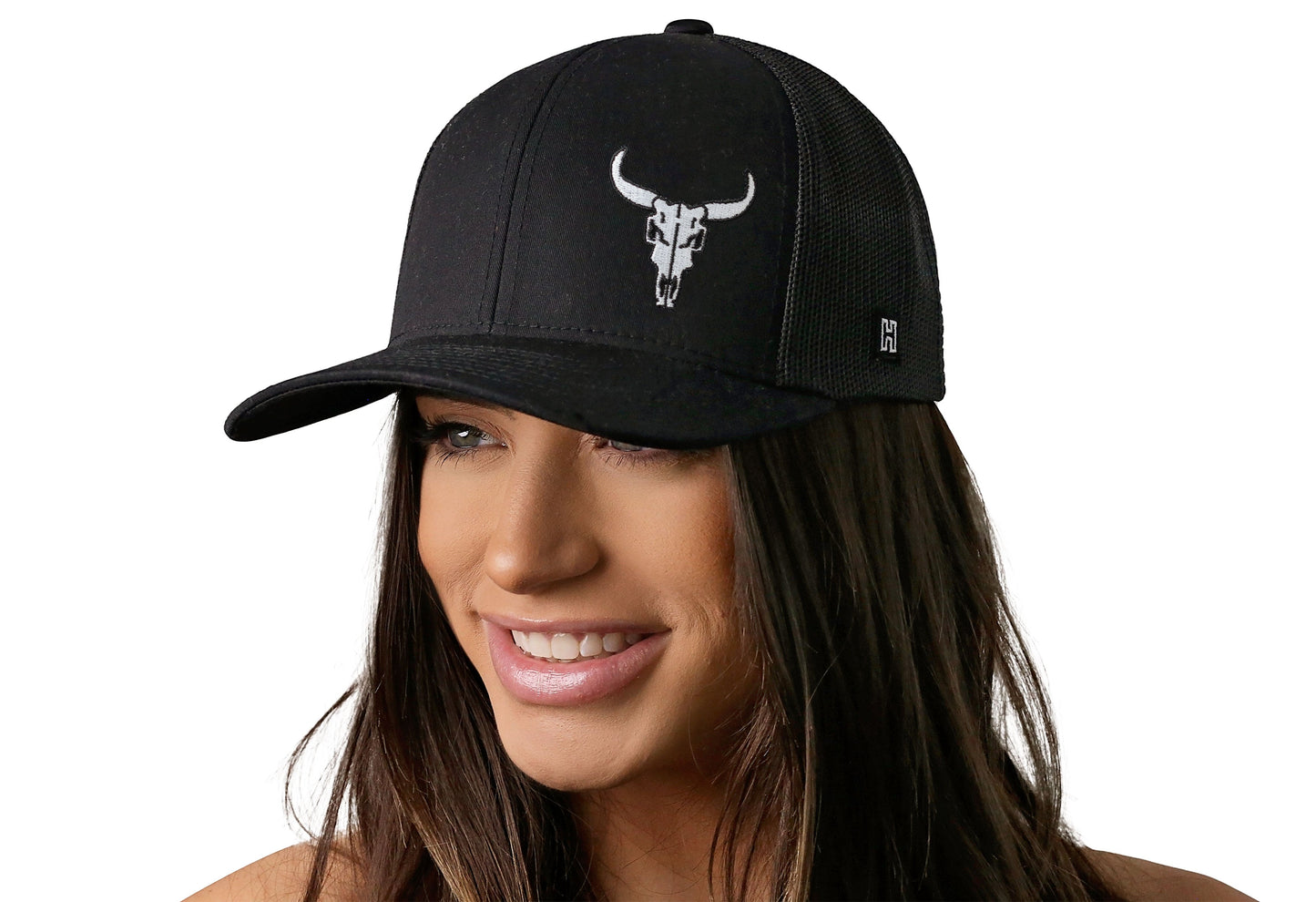 Bull Skull Trucker Hat | Black Steer Snapback