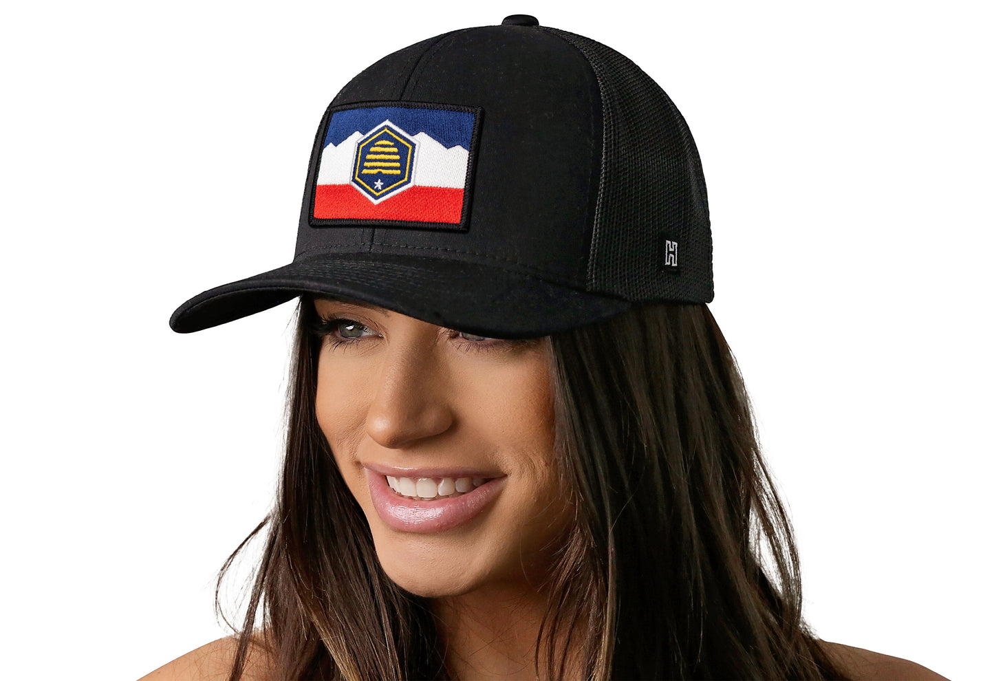 Utah Flag Trucker Hat | Black Utah Flag Snapback