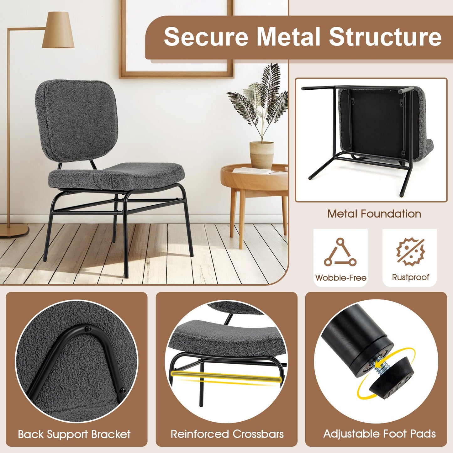 Upholstered Accent Chair Sherpa Reading Chair with Sponge Padding