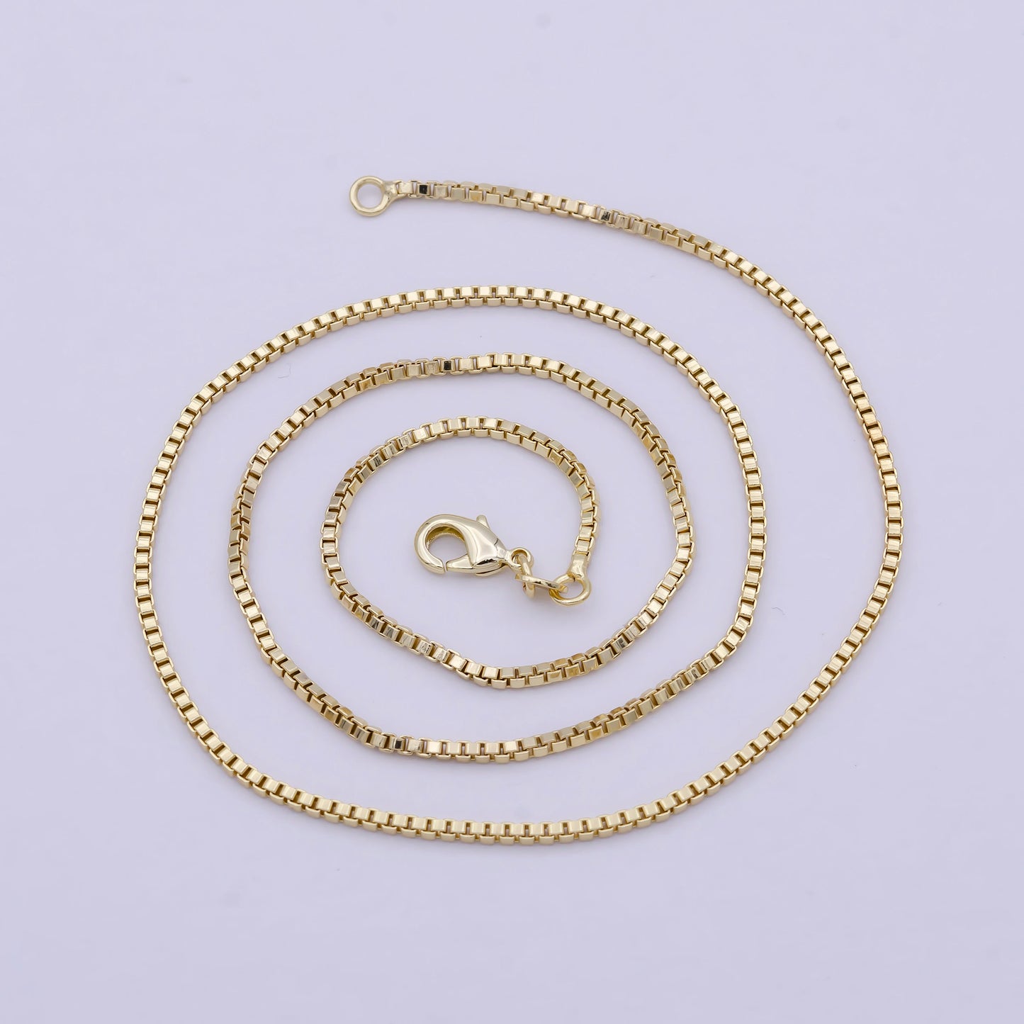 14K Gold Filled Box Chain Necklace 18 Inch Box Chain Necklace, Dainty 1.2mm Box Necklace w/ Lobster Clasp | WA-813 Clearance Pricing