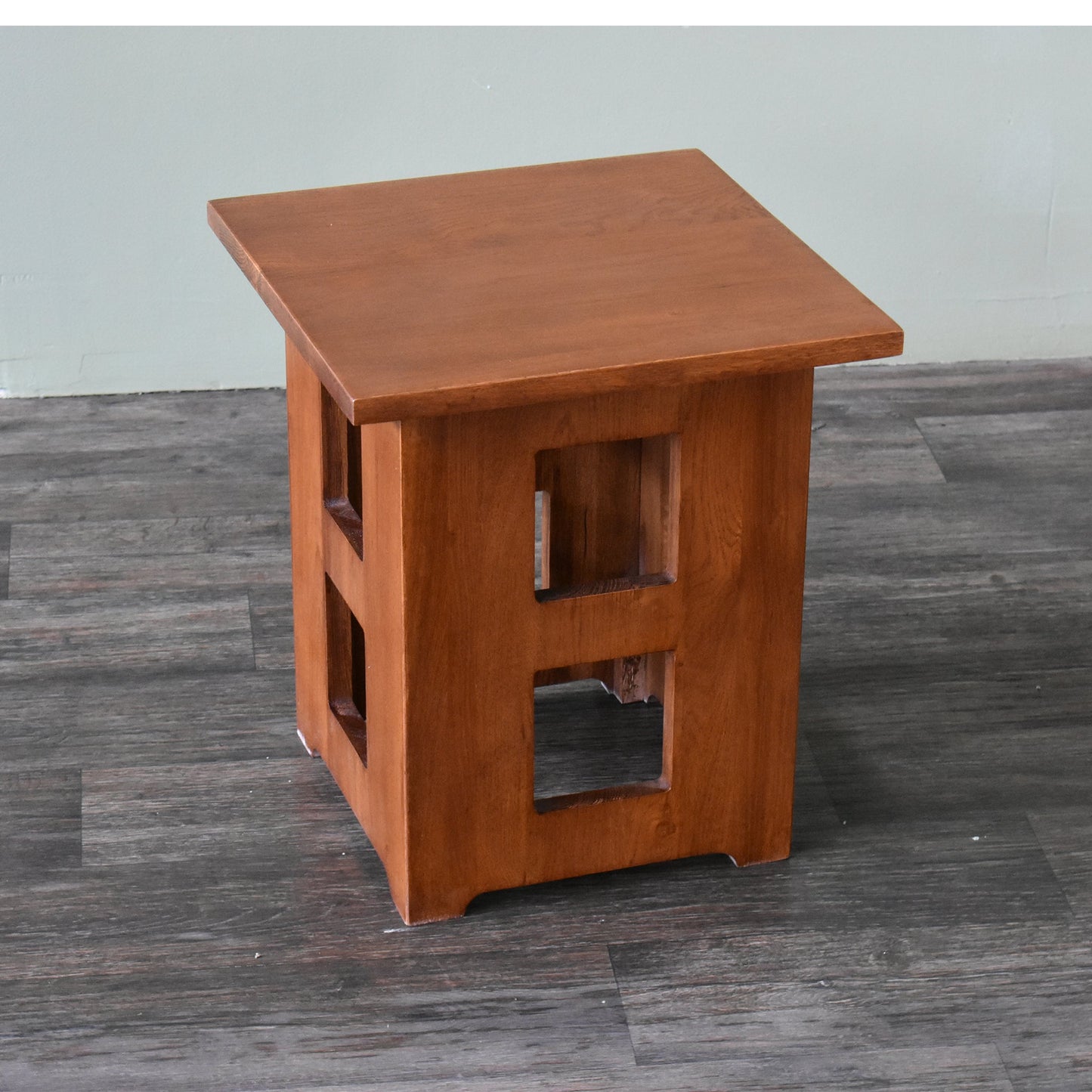 Mission Solid Oak Square End Table with Cut Outs - Michael's Cherry (MC1)