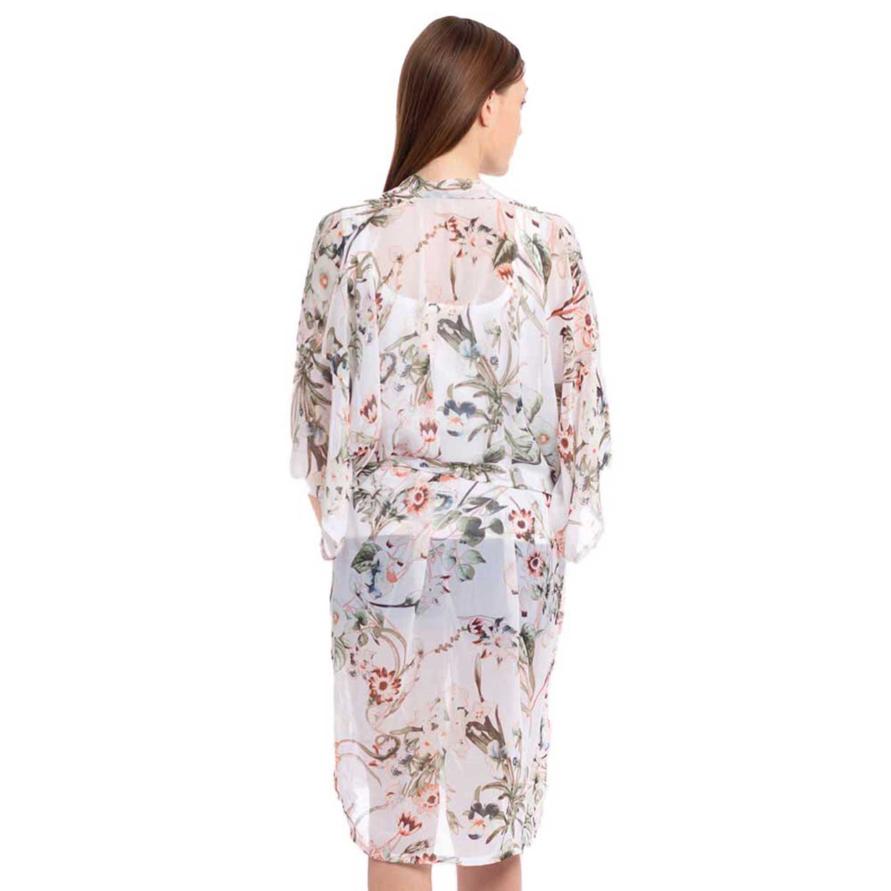 Floral Belt Kimono Poncho