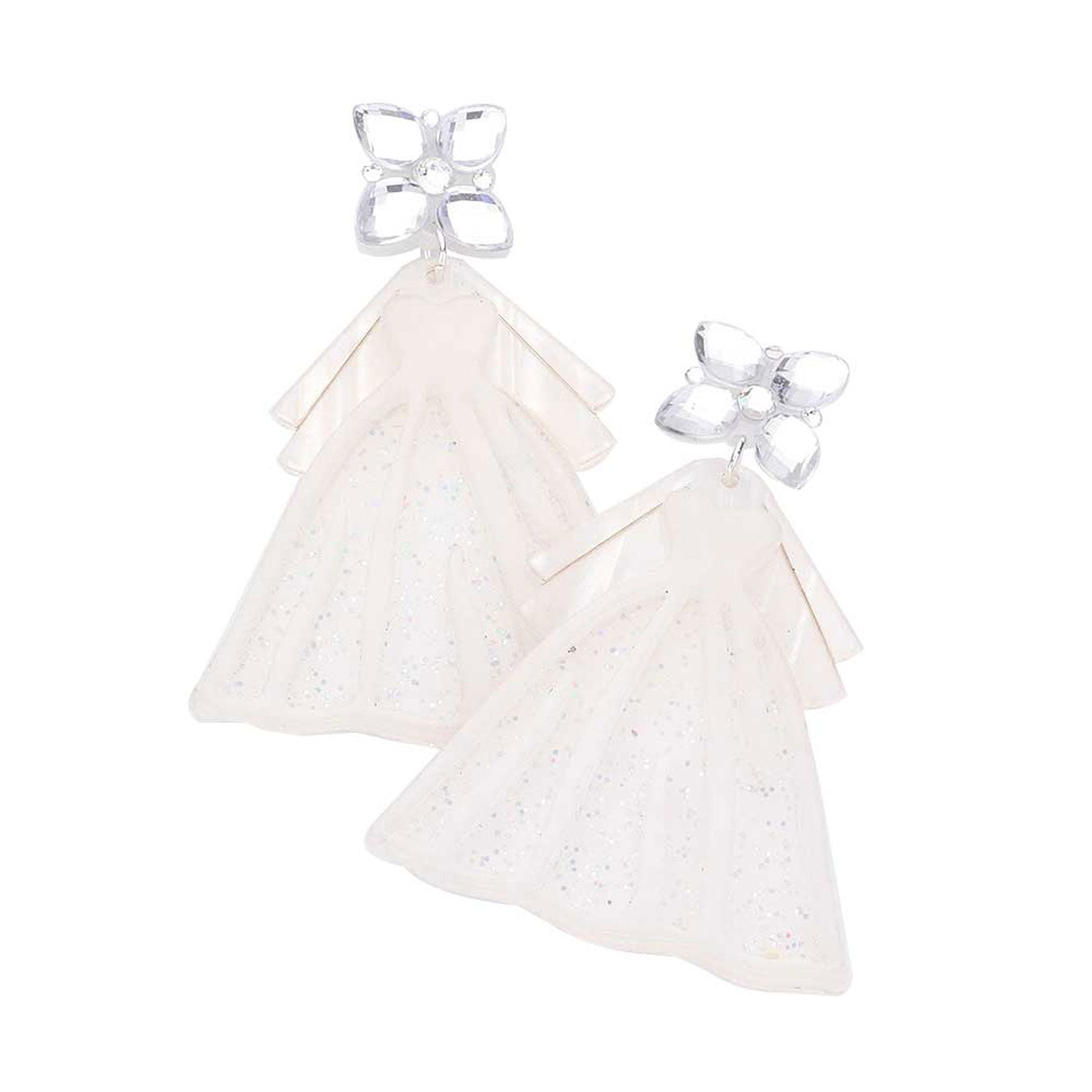Glittered Wedding Dress Dangle Earrings