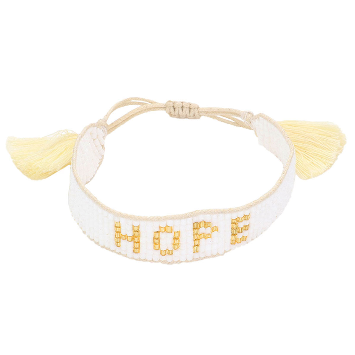 Hope Message Beaded Tassel Cinch Bracelet