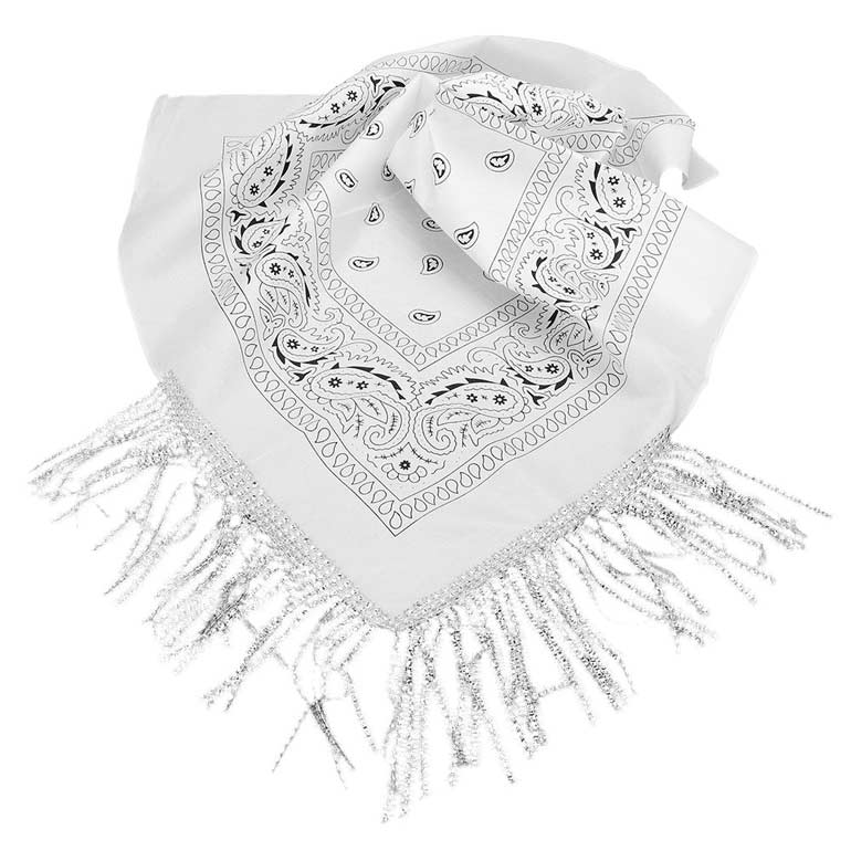 Women's Rhinestone Like Fringe Cowgirl Bandana Scarf