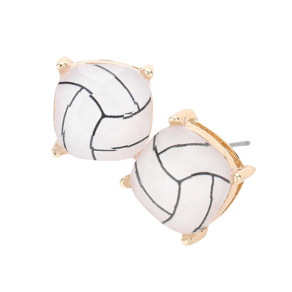 Volleyball Printed Square Stud Earrings