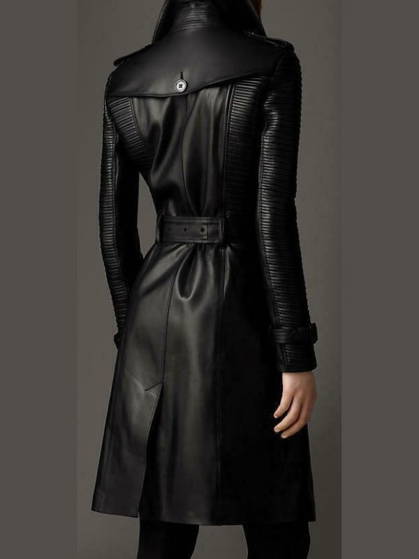 Women’s Black Military Stylish Leather Coat